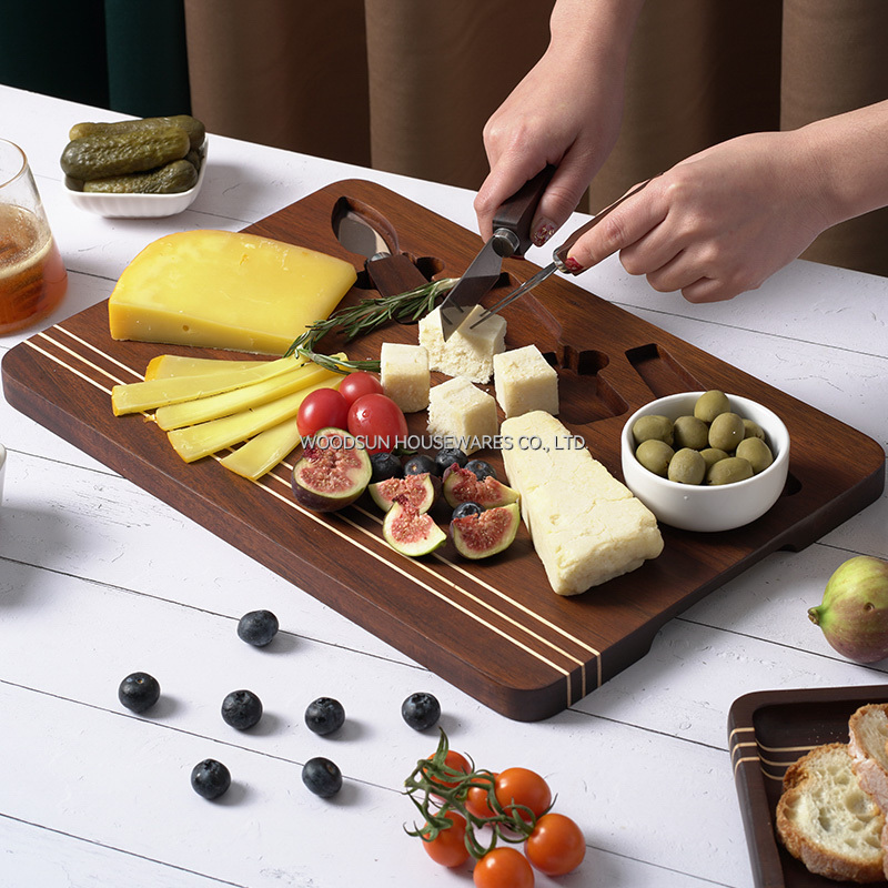 Carbonized Acacia Wood Modern Cheese Board Set China Manufacturer Charcuterie Brett