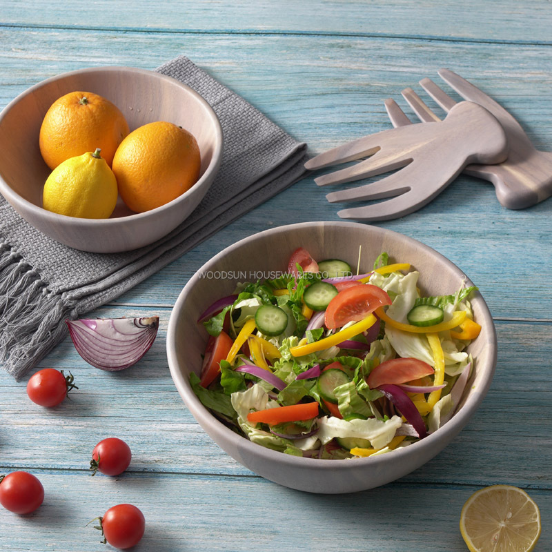 Woodsun Professional Supplier Custom Printed Large Salad Wooden Bowls and Plates