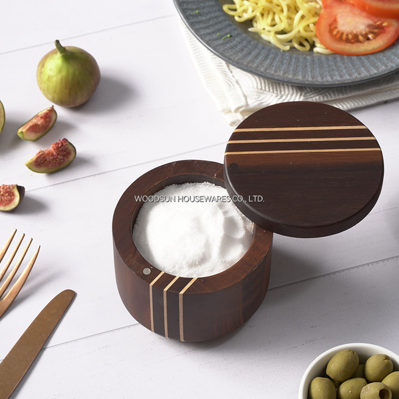 Woodsun Carbonied Acacia Wooden Salt and Pepper Spice Salt Box