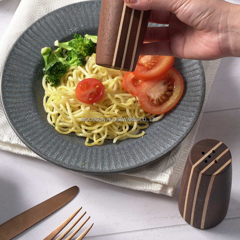 Woodsun Carbonized Acacia Wood Spice Jar Salt and Pepper Shaker