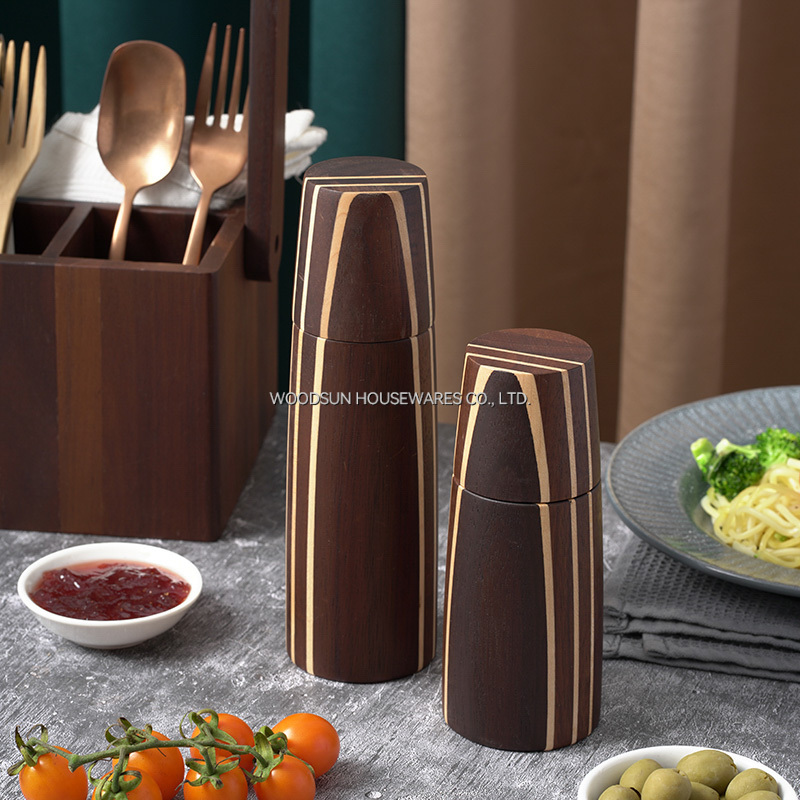 Woodsun Carbonized Acacia SS304 Ceramic Wood Salt and Pepper Mill Grinder