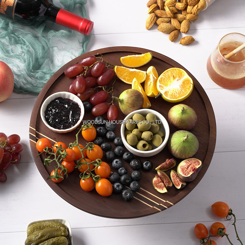 Woodsun Carbonized Acacia Wood High Step Cake Stand Wooden Plates for Food