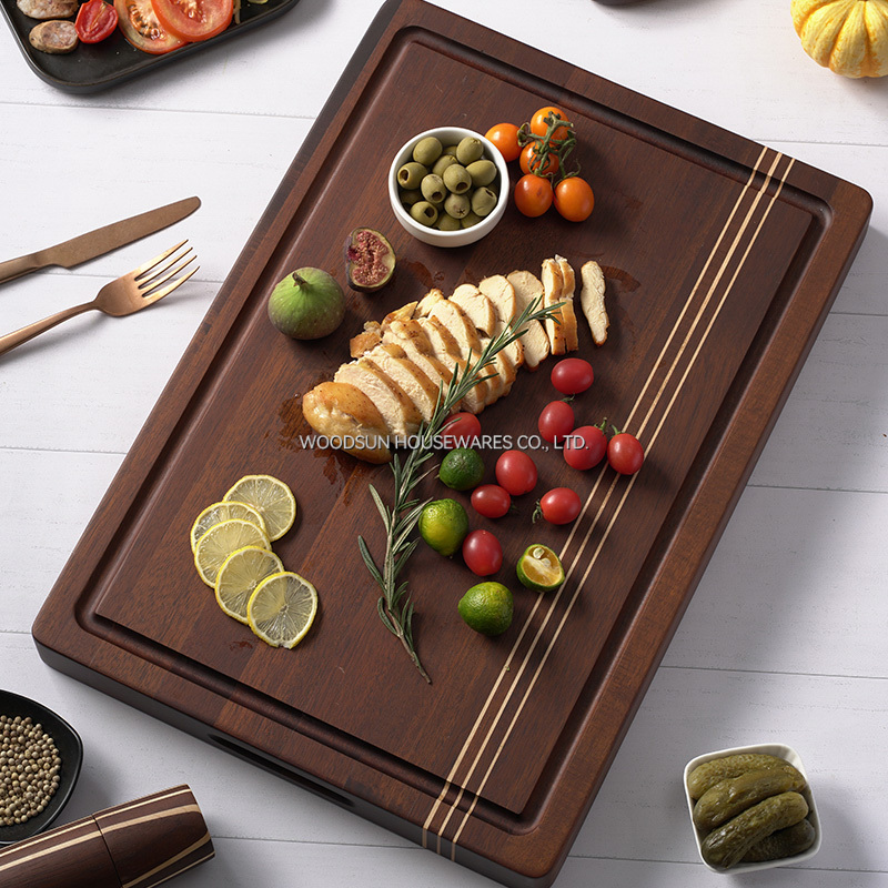 Woodsun Carbonized Acacia Wood Kitchen Chopping Board Acacia Set