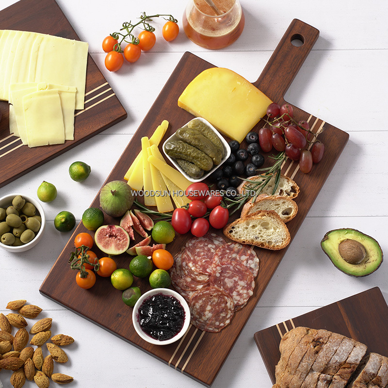 Woodsun Carbonized Acacia Wood Kitchen Handle Cutting Board Set
