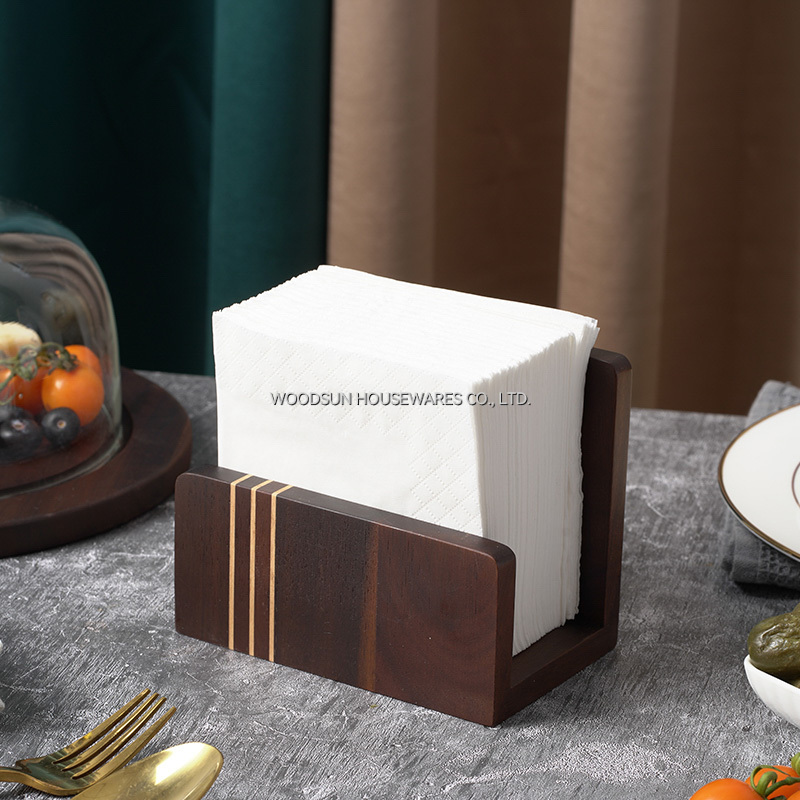 Woodsun Carbonized Acacia Wood Napkin Holder Restaurant for Table