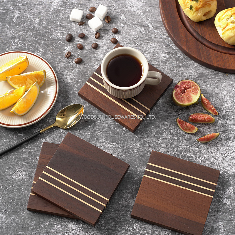 Woodsun Custom Carbonized Acacia Wood Rectangle Wood Coffee Coaster