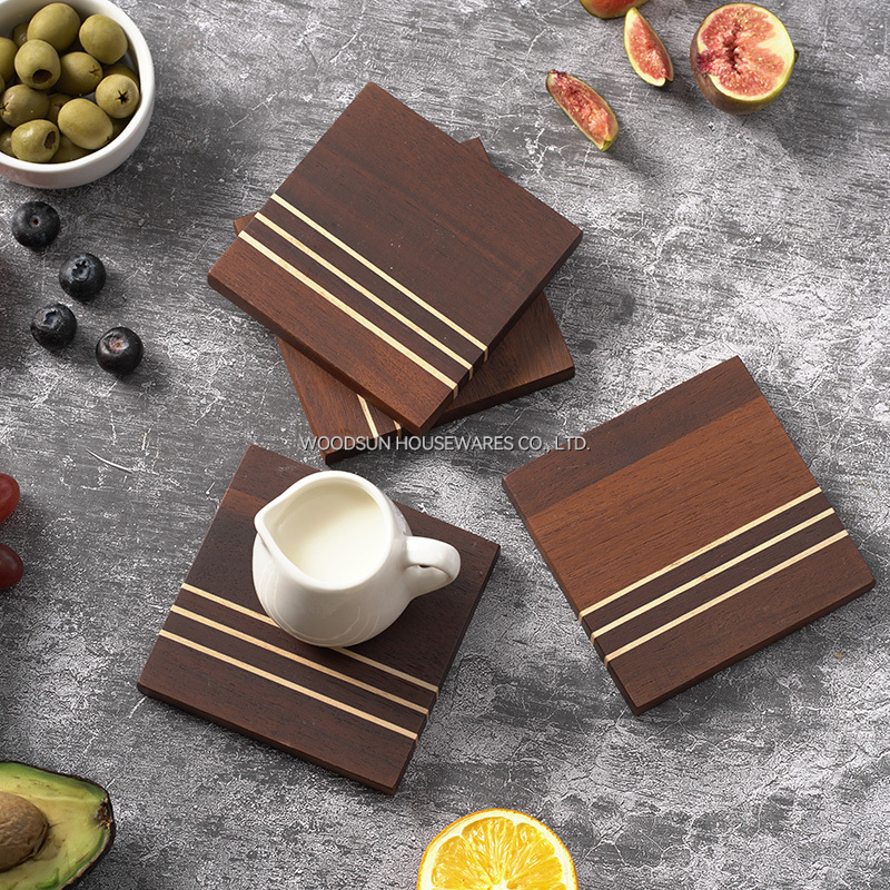 Woodsun Custom Carbonized Acacia Wood Rectangle Wood Coffee Coaster