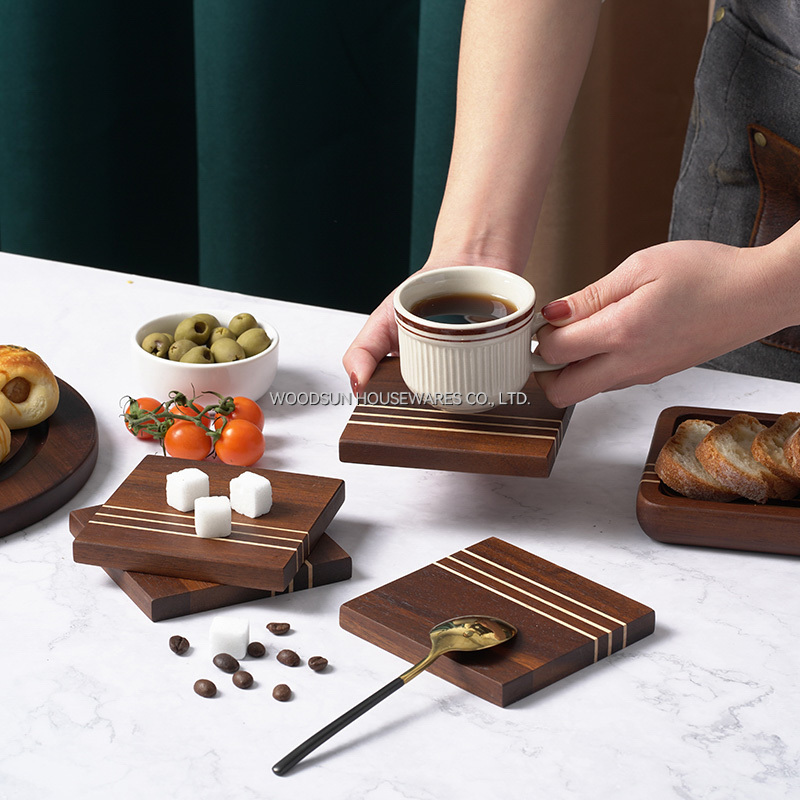 Woodsun Custom Carbonized Acacia Wood Rectangle Wood Coffee Coaster