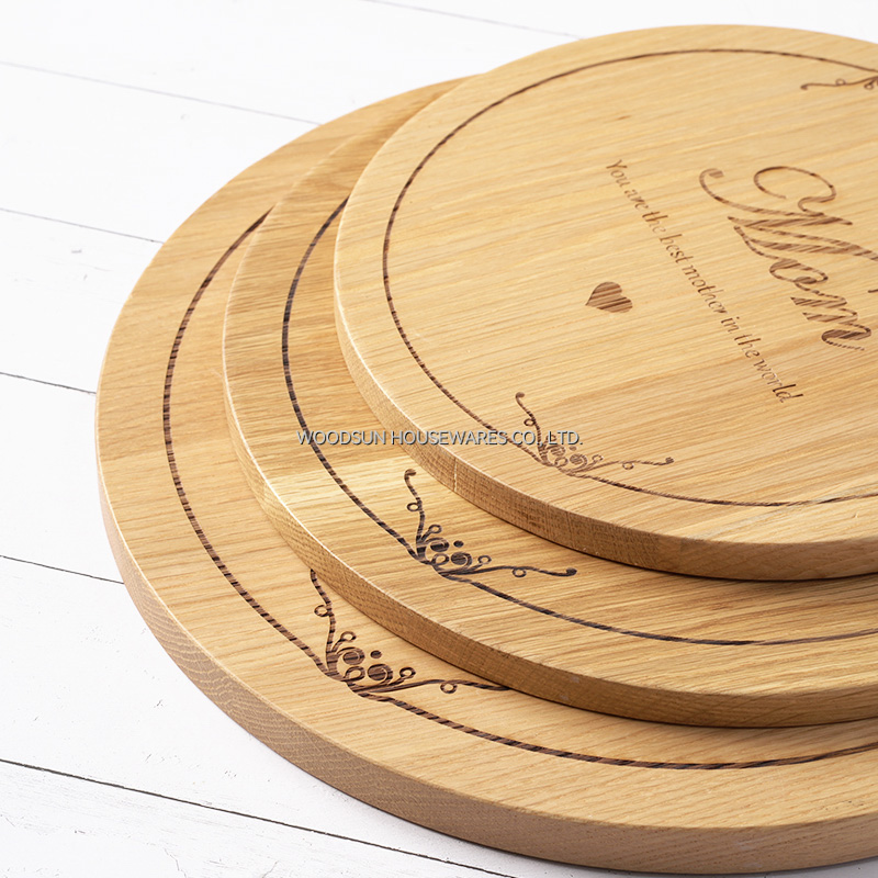 Woodsun Mother's Day Gift Custom Logo Round Cutting Board Modern