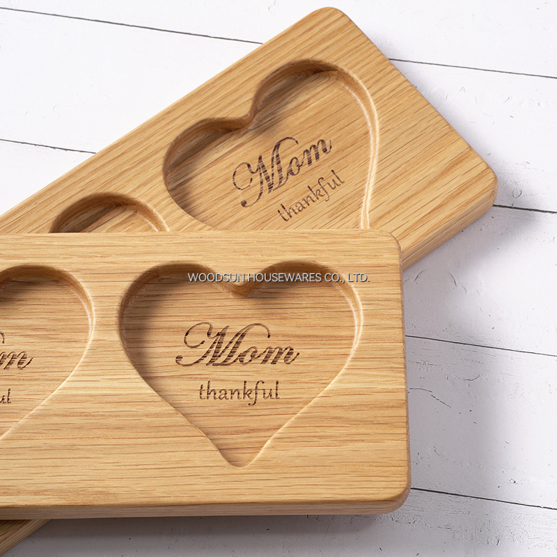 Woodsun Heart Shape Mothers Day Snack Wood Dessert Service Plates for Food Kids