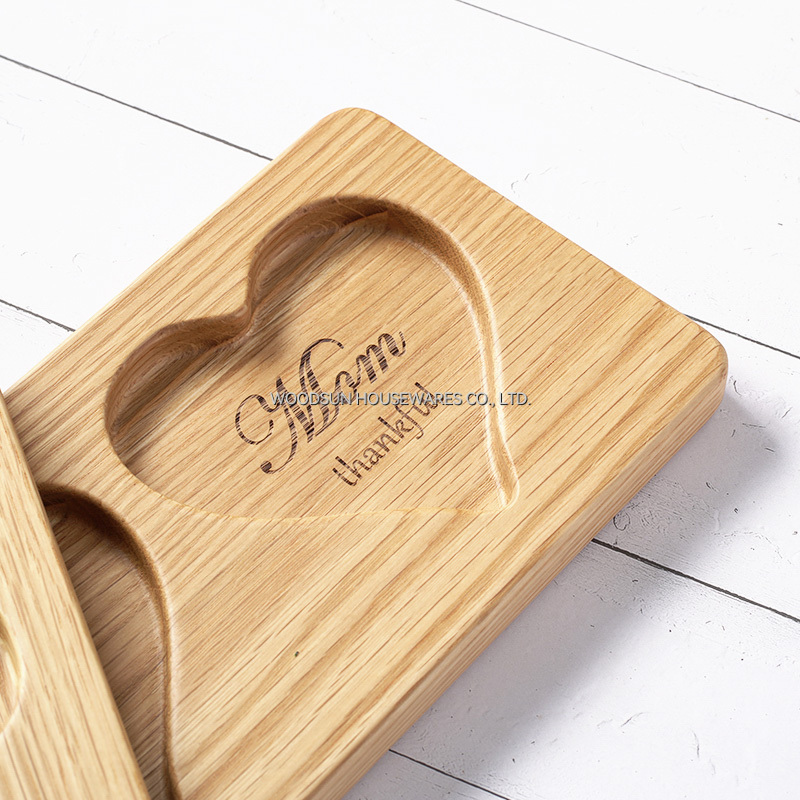 Woodsun Heart Shape Mothers Day Snack Wood Dessert Service Plates for Food Kids