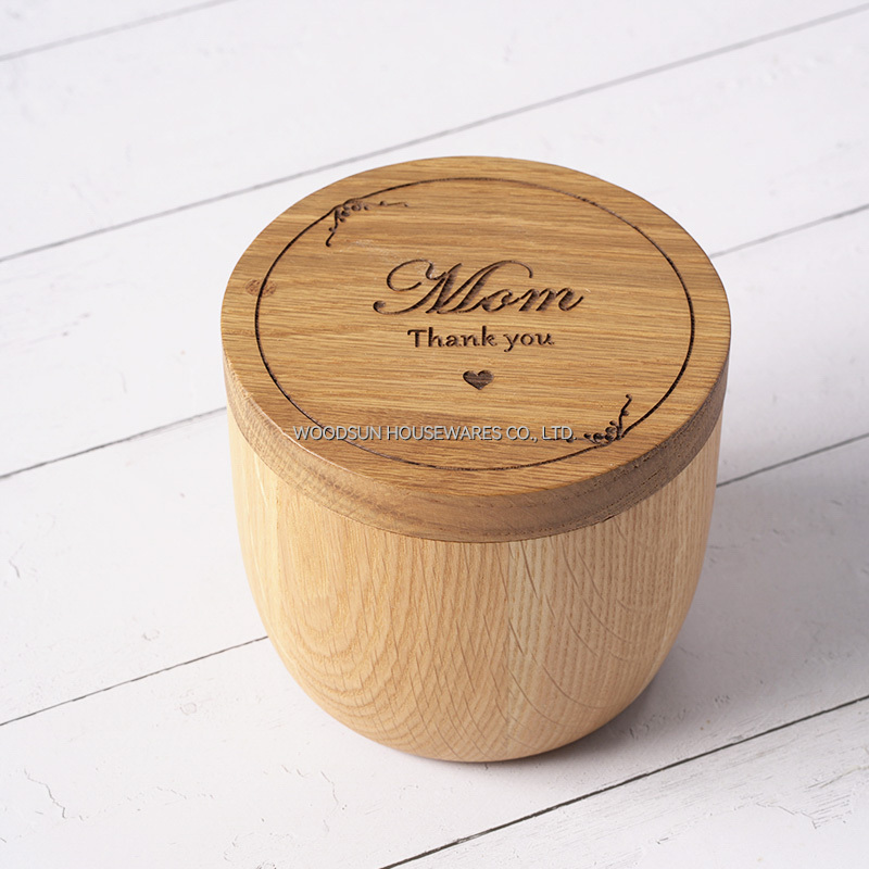 Woodsun Gift Mother's Day Salt Box Wooden Canisters Spice Canisters