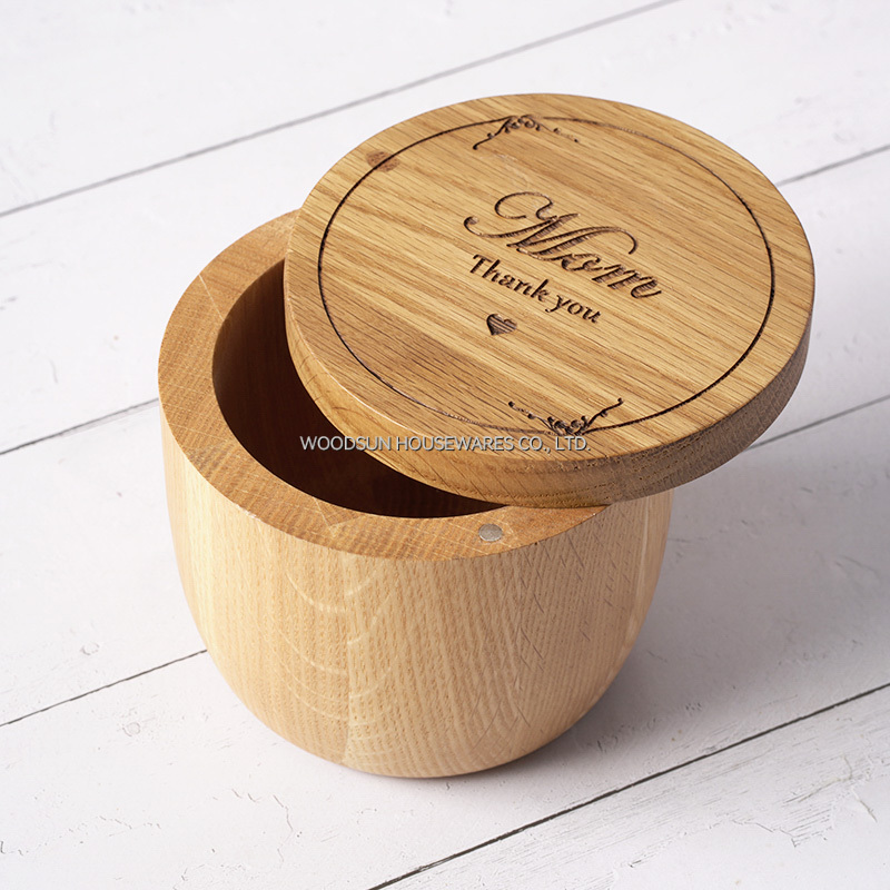 Woodsun Gift Mother's Day Salt Box Wooden Canisters Spice Canisters