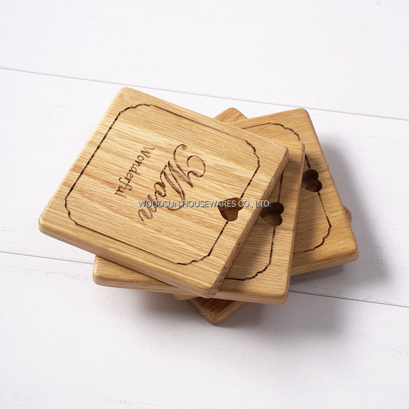 Woodsun 2024 Natural Mother's Day Gift Place Mats Wood Coffee Coaster Set for Sale