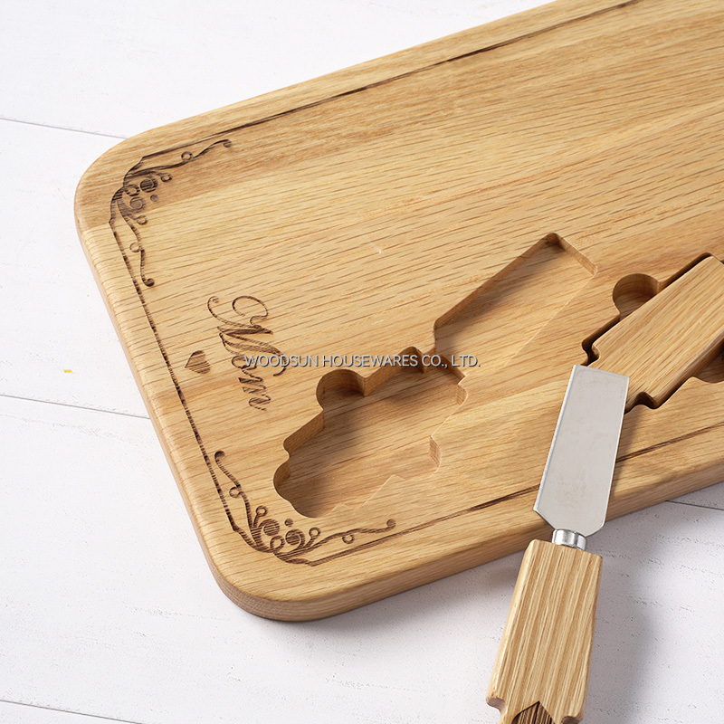 Woodsun Mother's Day Gift Wooden Cheese Cutting Board Set