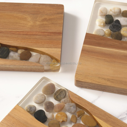 Woodsun 2025 NEW Resin Stone Custom Acacia Wooden Charcuterie Board