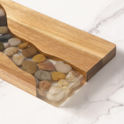 Woodsun 2025 NEW Resin Stone Custom Acacia Wooden Charcuterie Board