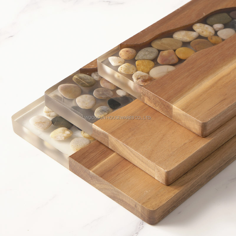 Woodsun 2025 NEW Resin Stone Custom Acacia Wooden Charcuterie Board