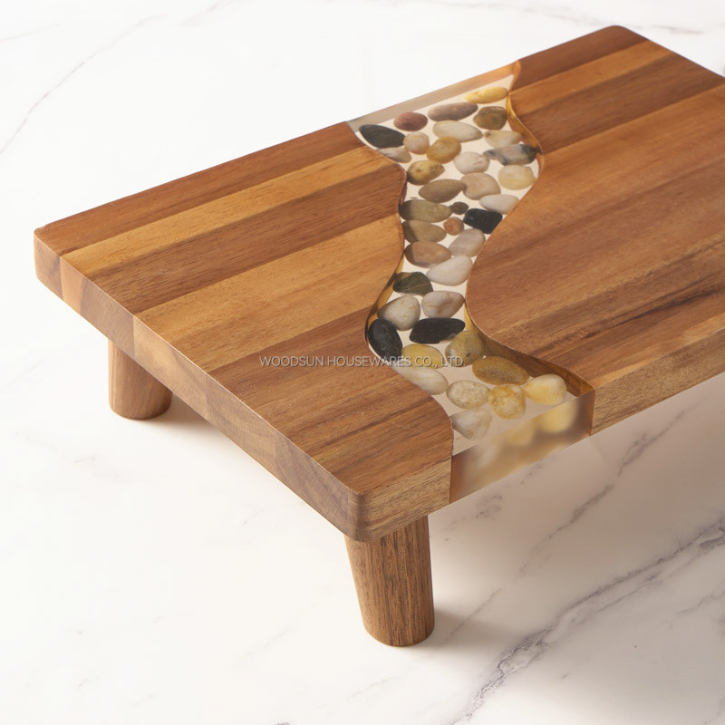 Woodsun 2025 NEW Products Restaurant Wood Serving Board Resin With Legs