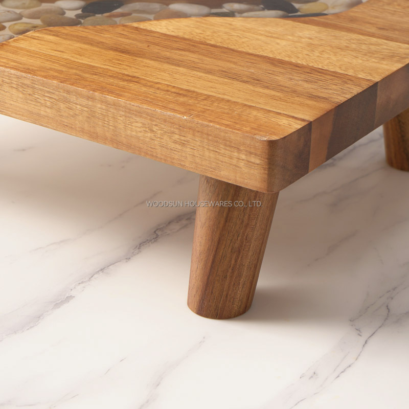 Woodsun 2025 NEW Products Restaurant Wood Serving Board Resin With Legs