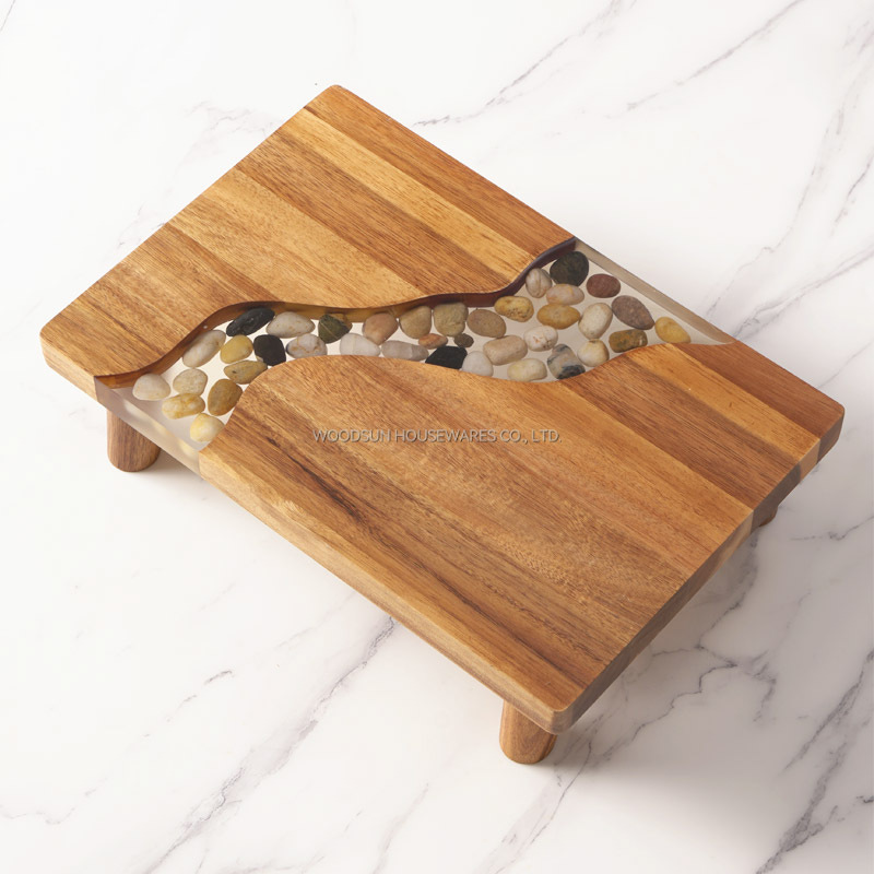 Woodsun 2025 NEW Products Restaurant Wood Serving Board Resin With Legs