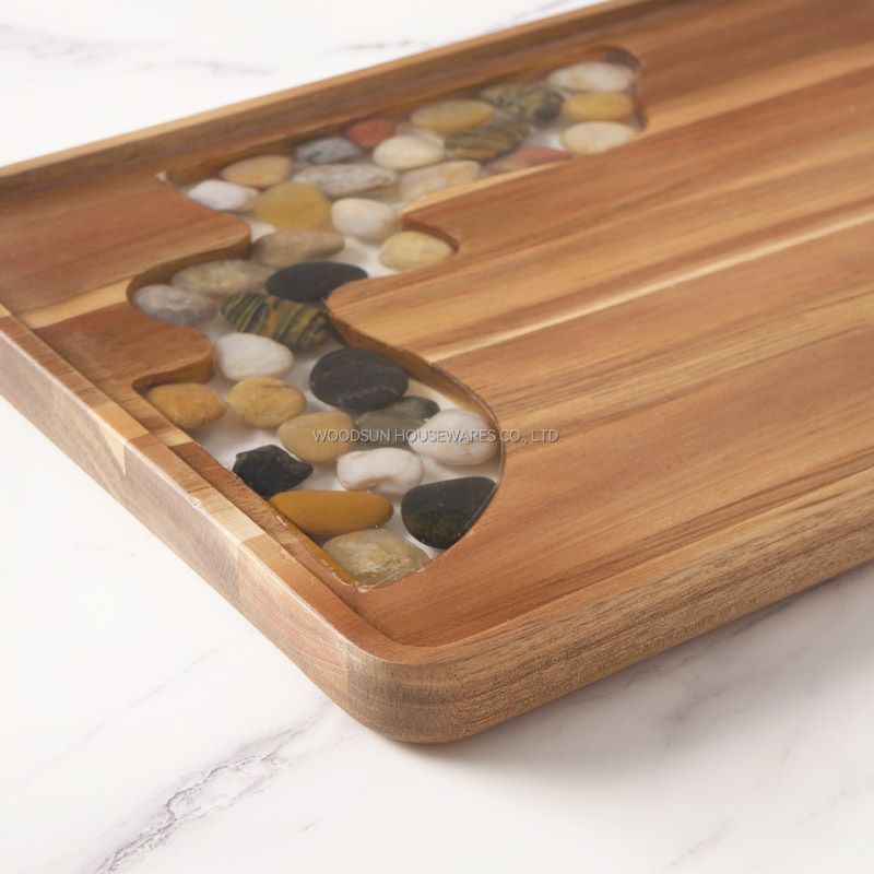 Woodsun Eco Friendly Appetizer Serving Wooden Stone Steak Plate For Food