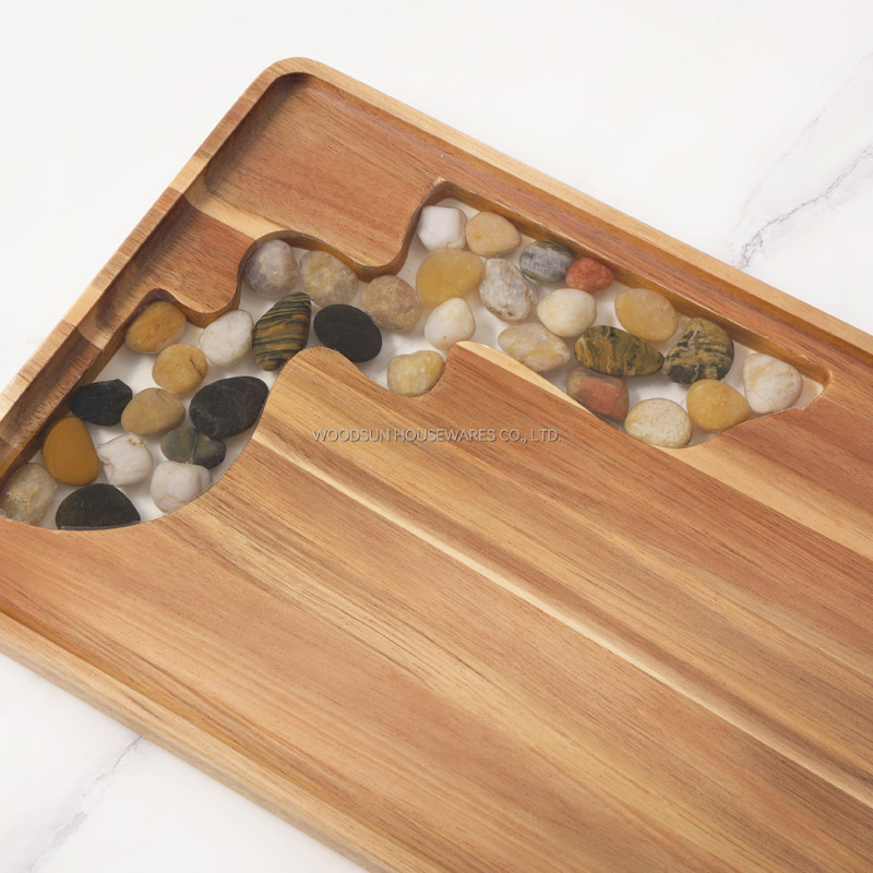 Woodsun Eco Friendly Appetizer Serving Wooden Stone Steak Plate For Food