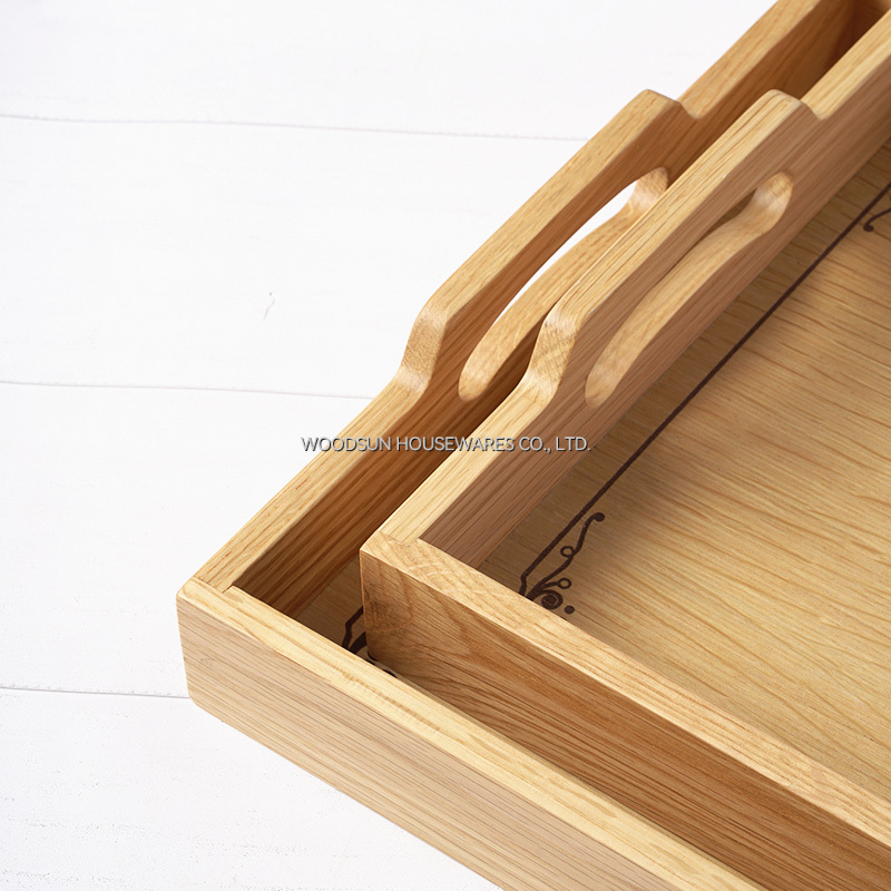 Woodsun Mother's Day Gift Wooden Food Trays Set Serving