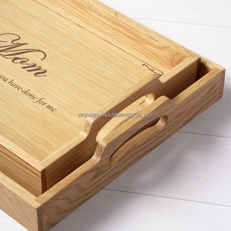 Woodsun Mother's Day Gift Wooden Food Trays Set Serving