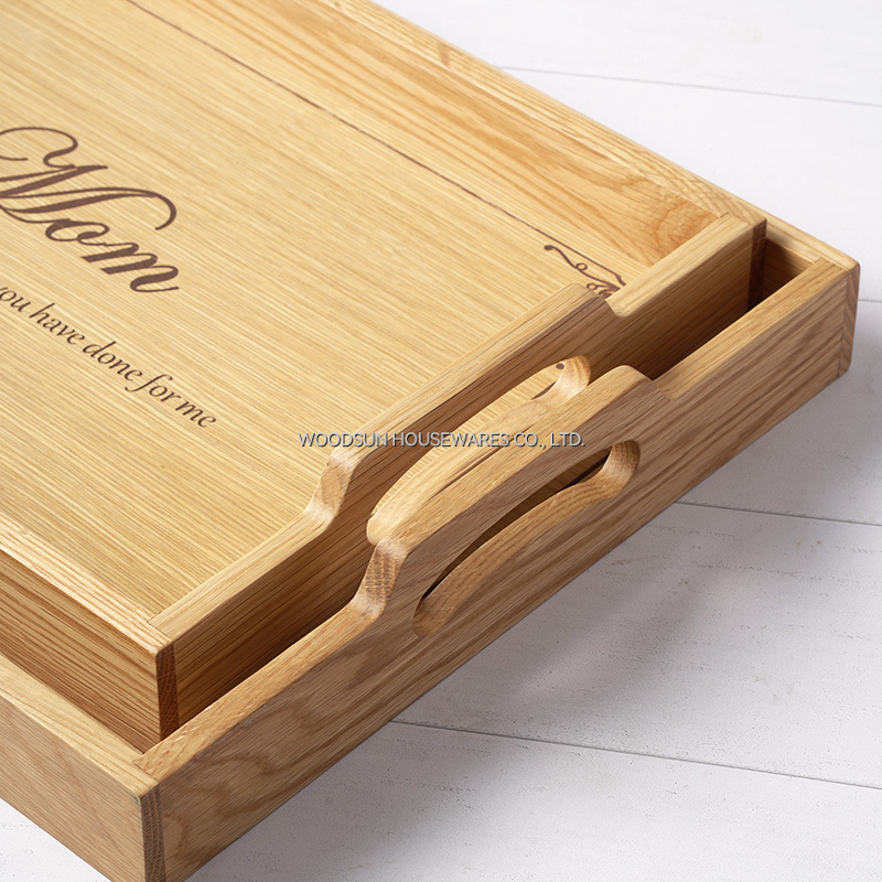 Woodsun Mother's Day Gift Wooden Food Trays Set Serving