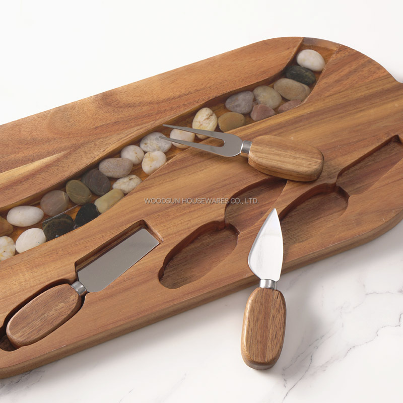 Woodsun Manufacturer 2025 Resin Wooden Cheese Board And Knife Set Charcuterie Board Wood