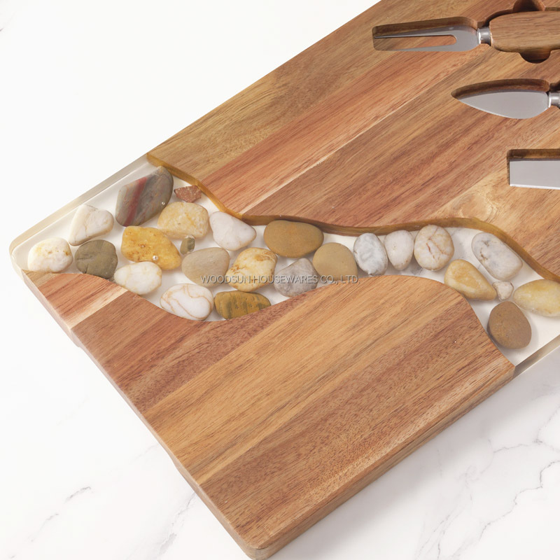 Woodsun Manufacturer 2025 Custom Made Resin Charcuterie Board Wholesale Cheese Boards With Knife