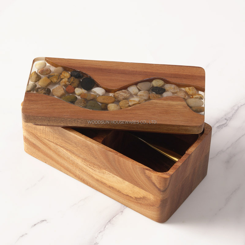 Woodsun Custom Manufacturer Grids Design Sugar Salt Spice Wooden Canisters With Spoon 2025