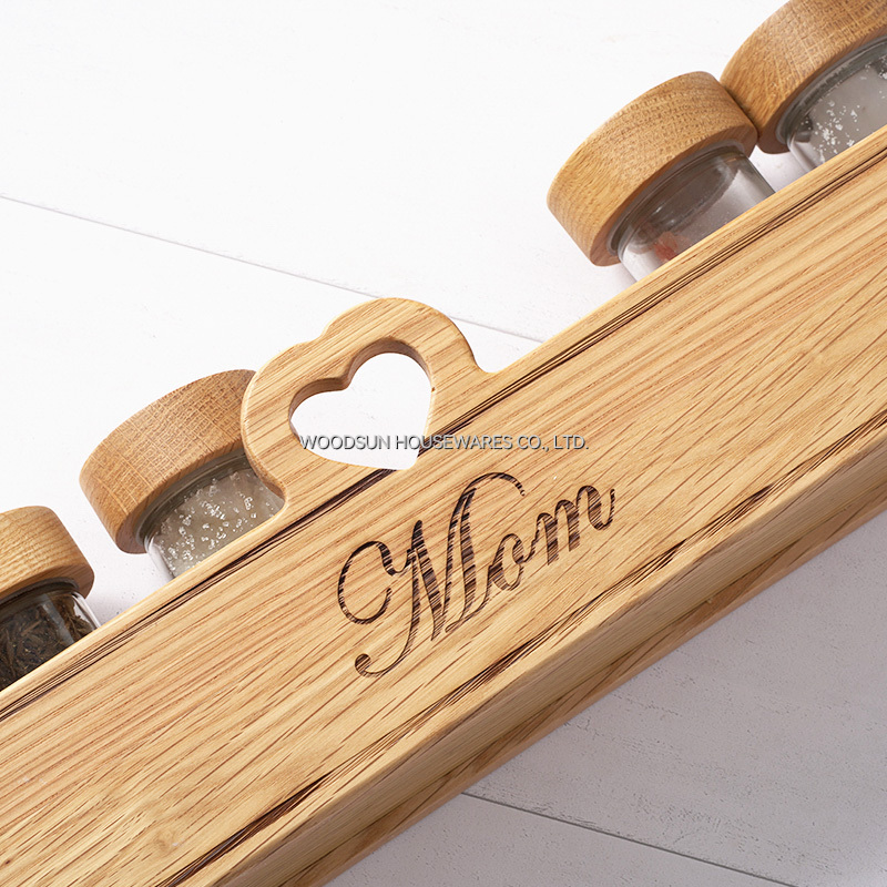 Woodsun Glass Salt and Pepper Rack Spice Bottle 2025 Gift