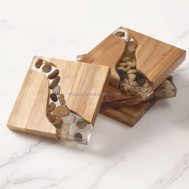 Woodsun Manufacturer Acacia Wood Coasters Drink Custom 2025
