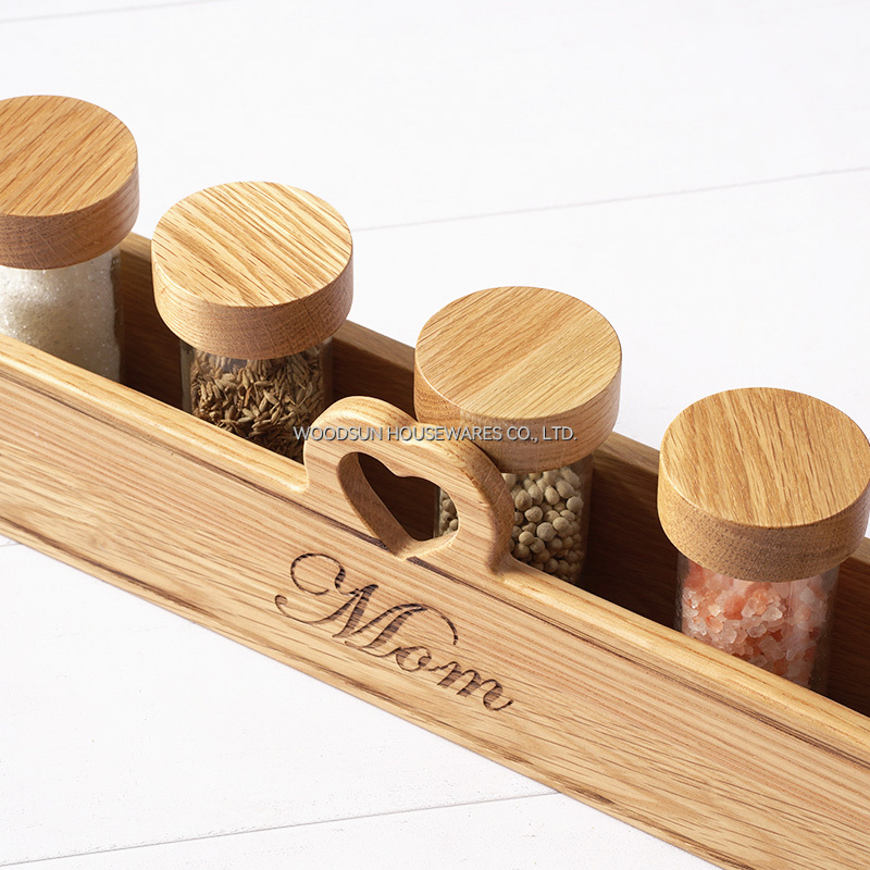 Woodsun Glass Salt and Pepper Rack Spice Bottle 2025 Gift