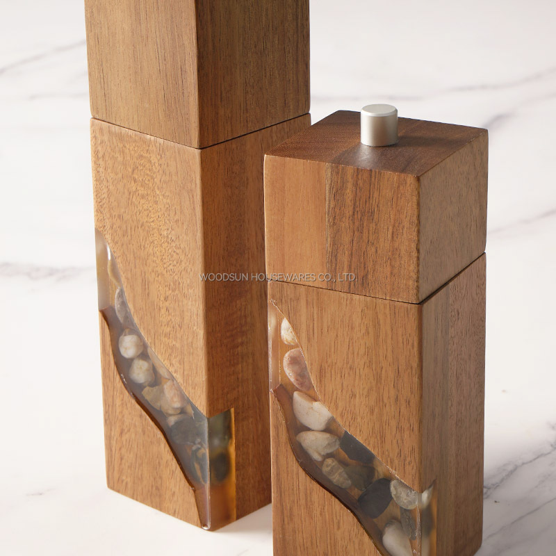 Woodsun Custom Manufacturer Wooden Acacia Salt And Pepper Grinder Set