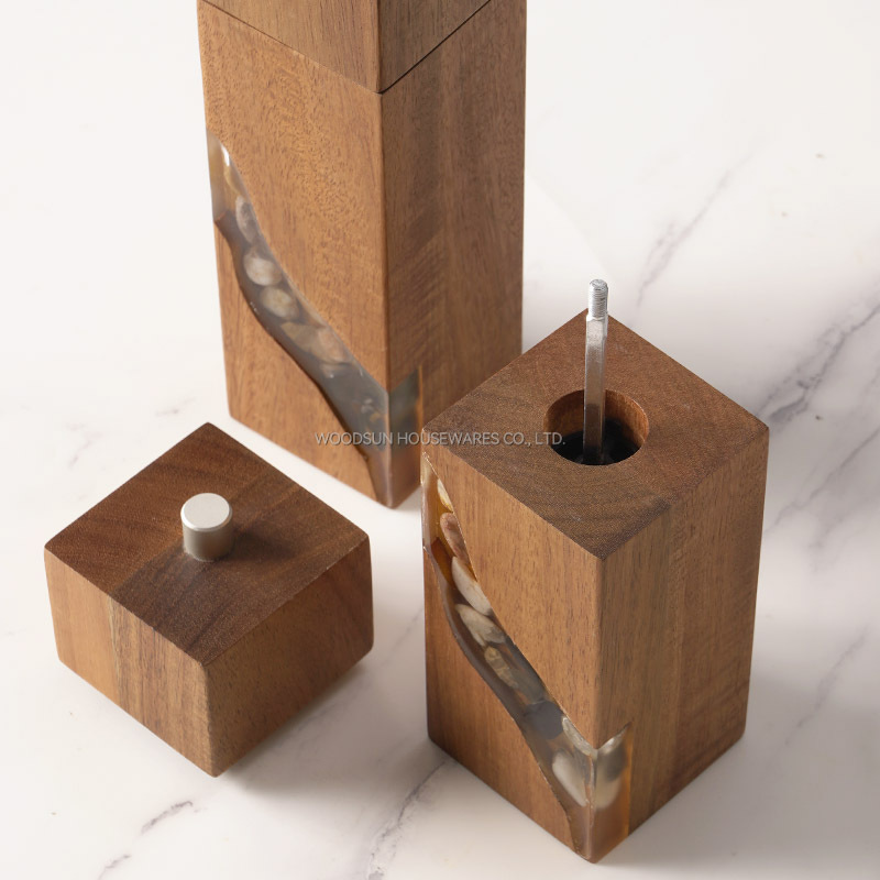 Woodsun Custom Manufacturer Wooden Acacia Salt And Pepper Grinder Set