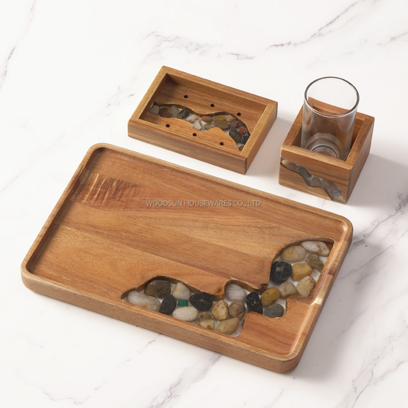 Woodsun Manufacturer Wooden Storage Bathroom Products Bathroom Accessory Set