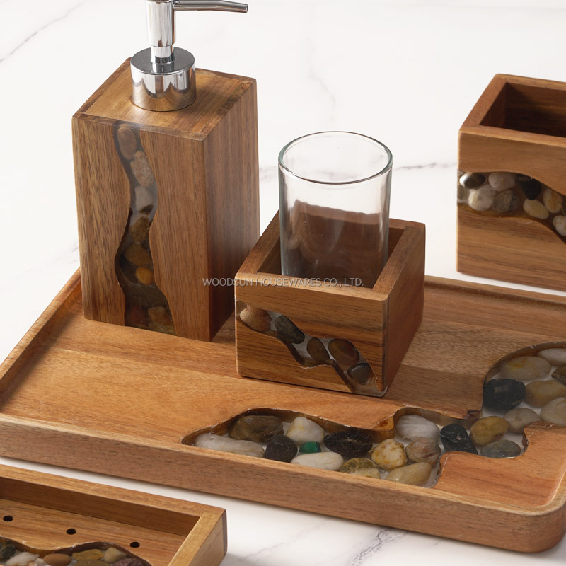 Woodsun Manufacturer Wooden Storage Bathroom Products Bathroom Accessory Set