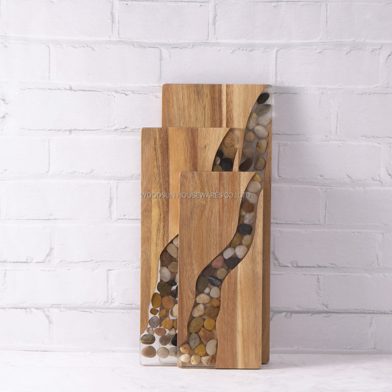 Woodsun 2025 NEW Resin Stone Custom Acacia Wooden Charcuterie Board