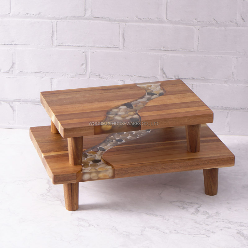 Woodsun 2025 NEW Products Restaurant Wood Serving Board Resin With Legs