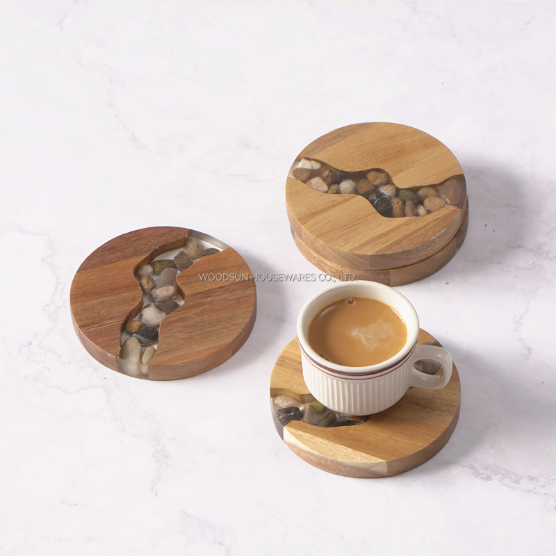 Woodsun Custom Manufacturer Wooden Stone Coasters For Drinks
