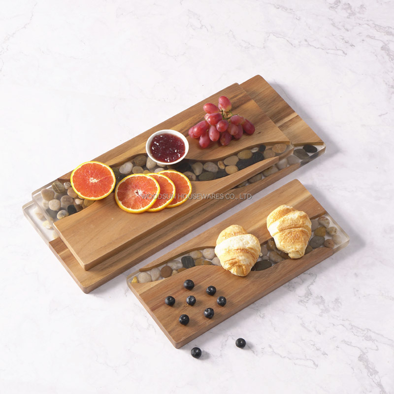 Woodsun 2025 NEW Resin Stone Custom Acacia Wooden Charcuterie Board