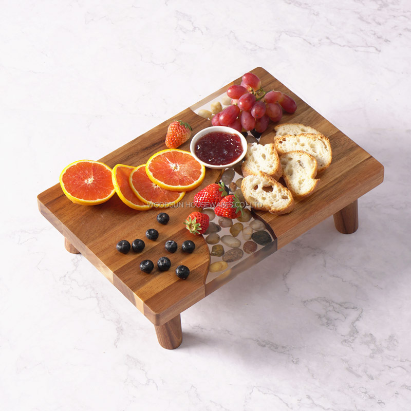 Woodsun 2025 NEW Products Restaurant Wood Serving Board Resin With Legs