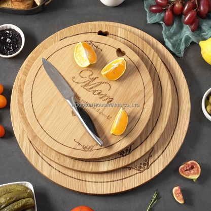 Woodsun Mother's Day Gift Custom Logo Round Cutting Board Modern