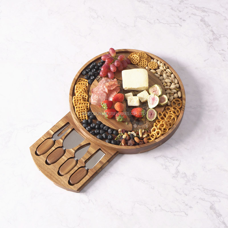 Woodsun Manufacturer 2025 Drawer Type Wood Resin Cheese Board Charcuterie Board Custom Wood