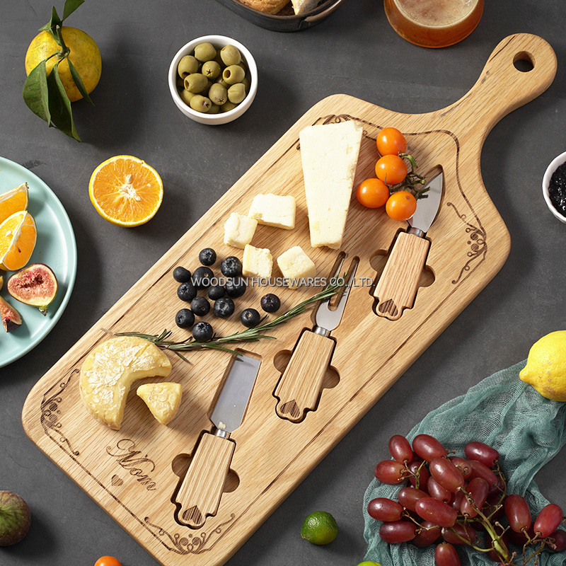 Woodsun Mother's Day Gift Wooden Cheese Cutting Board Set