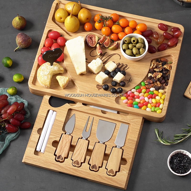 Woodsun Mother's Day Gift Wholesale Box Cheese Wooden Cheese Board Set