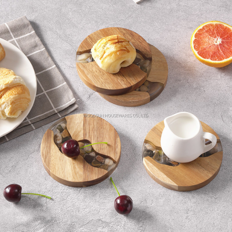 Woodsun Custom Manufacturer Wooden Stone Coasters For Drinks